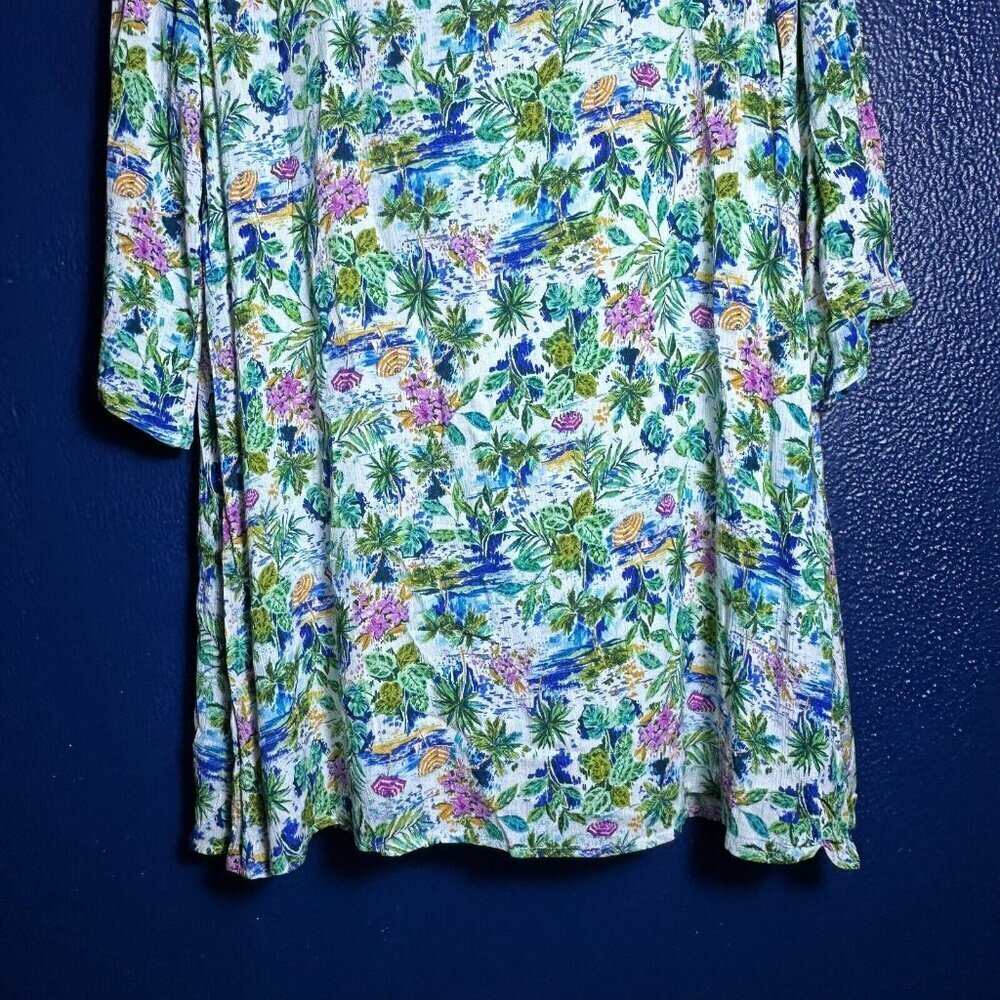Caribbean Joe Size M Pink White Blue Print Aqua Dress lined Travel Casual nwt - Picture 9 of 14